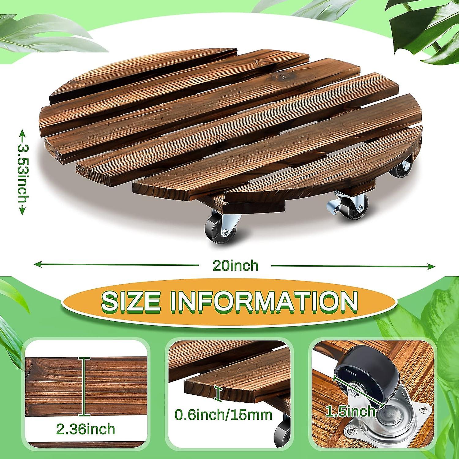 20 Inch Plant Stand With Lockable Wheels Heavy Duty Rolling Plant Stand