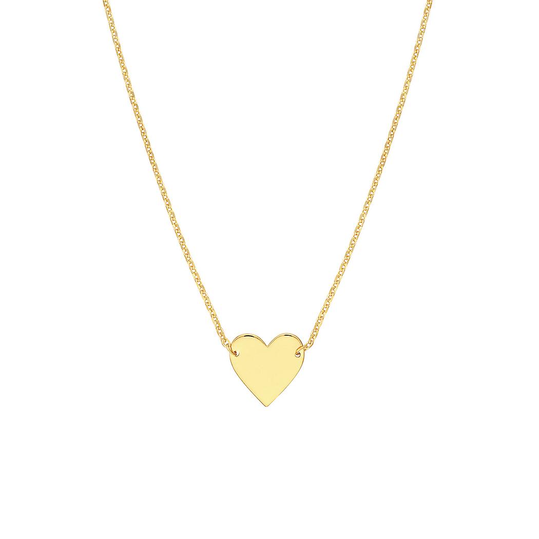 Colar ajustável com pingente de coração em prata de lei 925 banhada a ouro e polida, 45 cm (18 polegadas), ideal para mulheres.