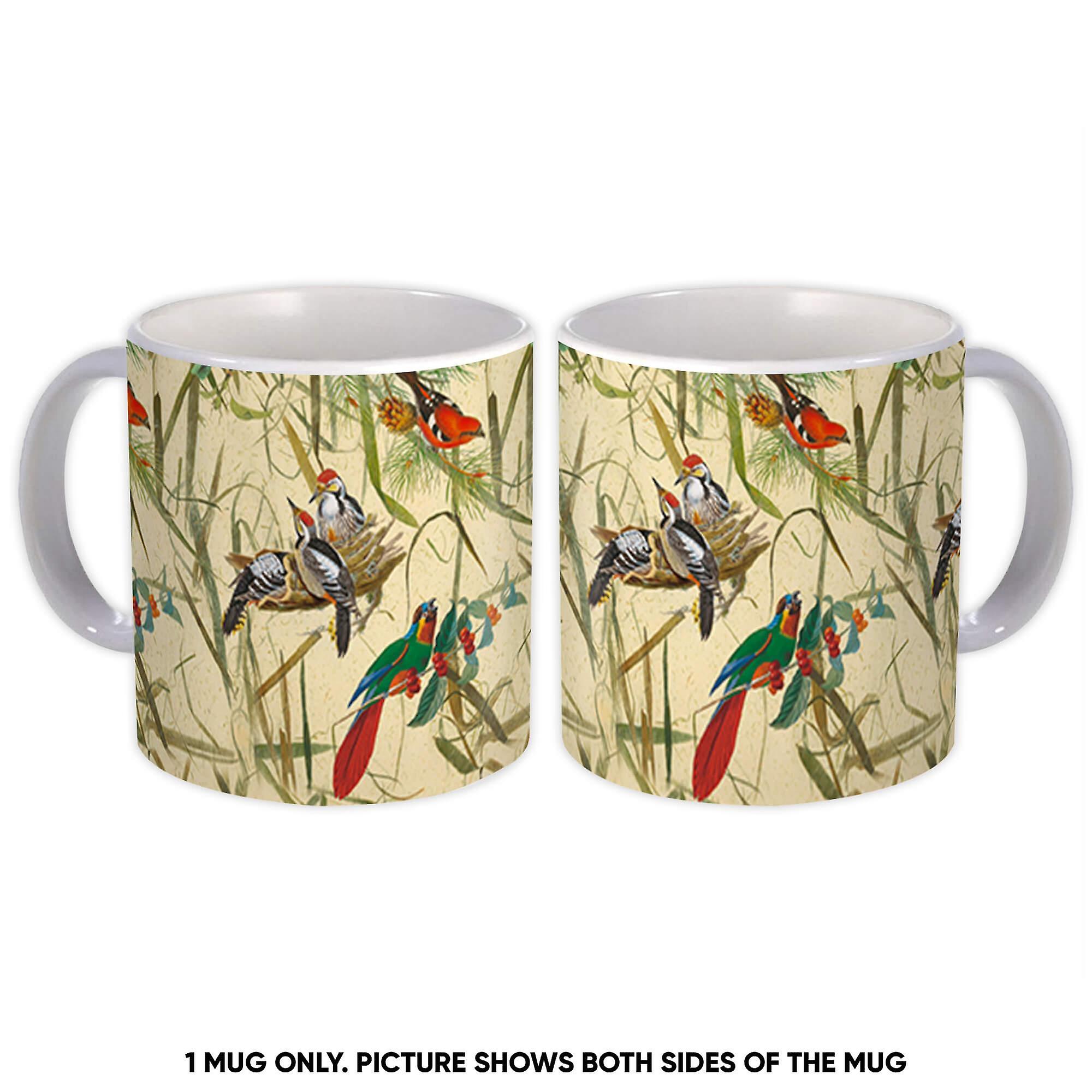 Gift Mug: Birds Pattern Plants For