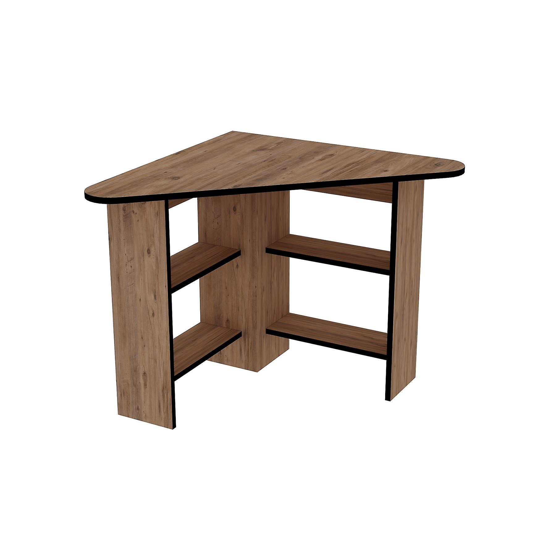Corner Computer Desk - Atlantic Pine & Black Band