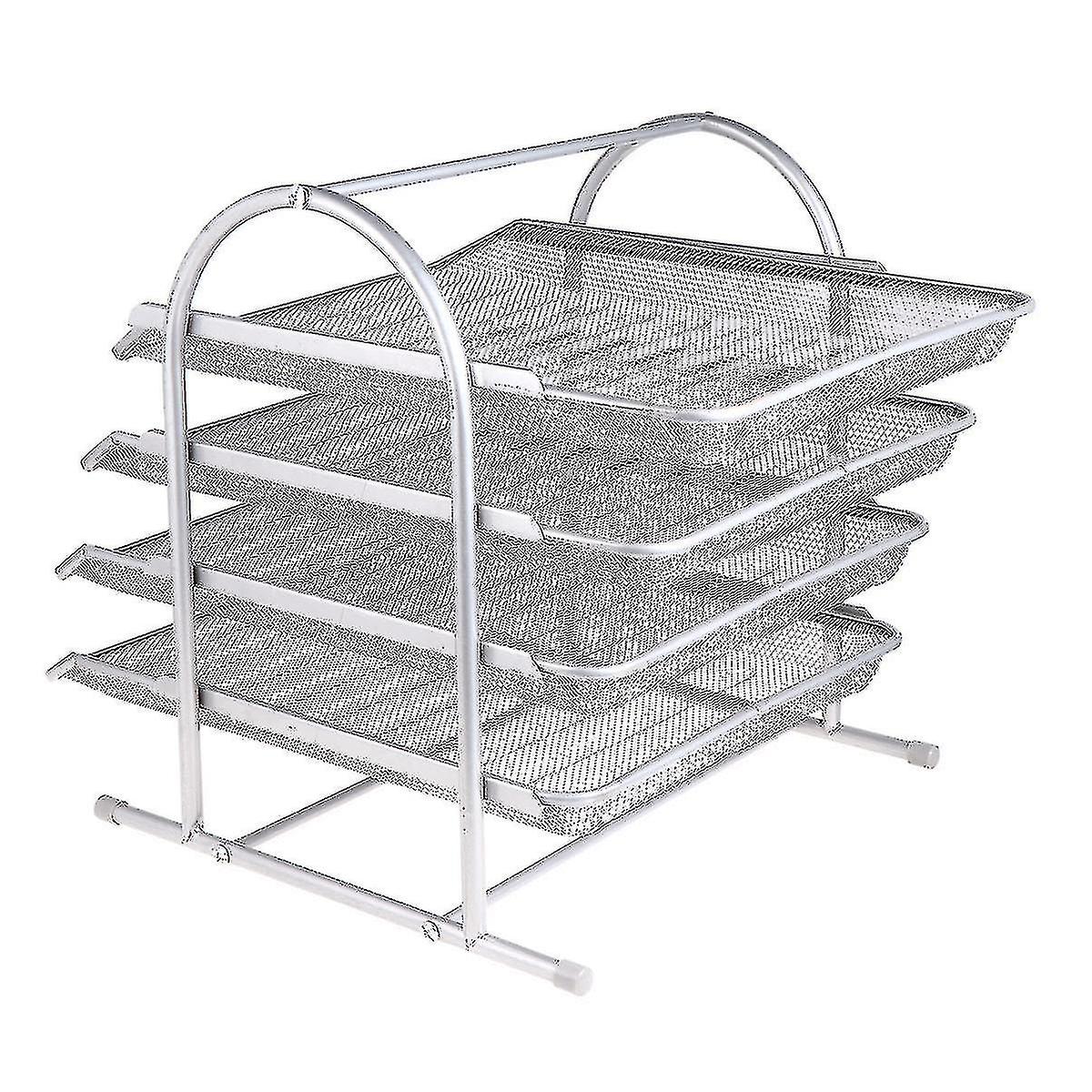1pc 4 Layer File Document Stand Rack Desktop Storage Rack File Holder Organizer For