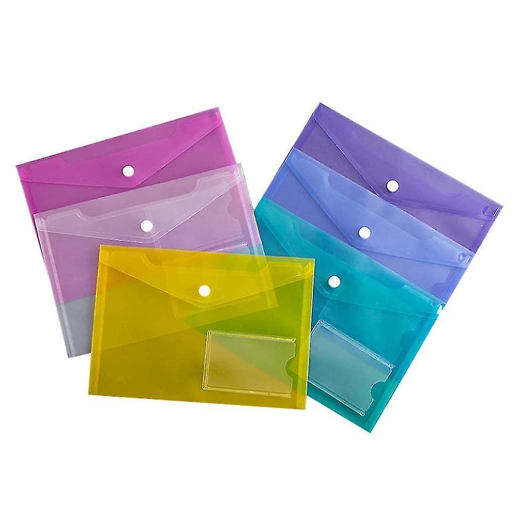 5pcsset A5 Poly Envelope Folder With Snap Button Clear Waterproof Plastic Document Protector Organiz