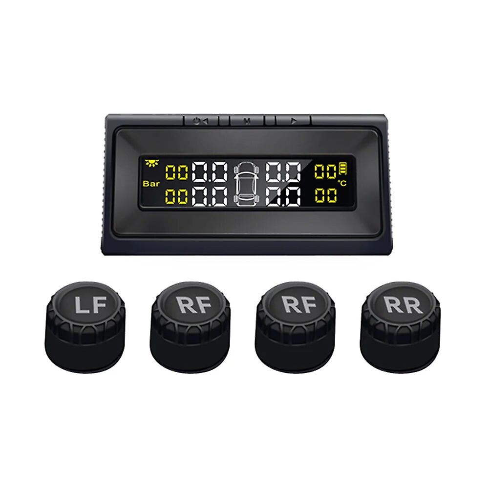 Sensore Tpms ad energia solare Display digitale Lcd Sistema di monitoraggio del sensore di pressione dei pneumatici per auto Allarme temperatura pressione pneumatici auto