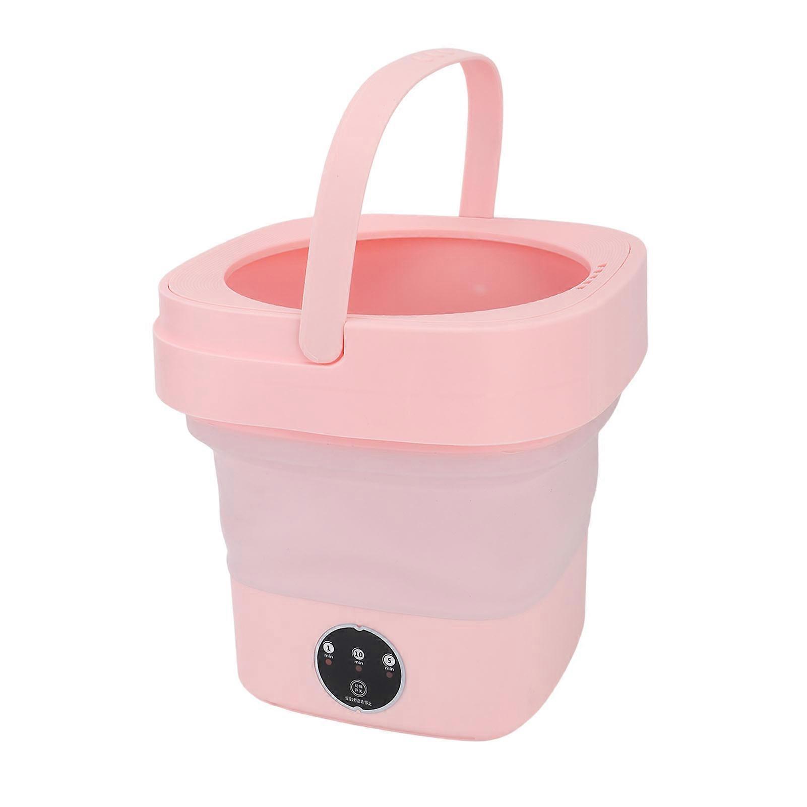 Folding Washing Machine Full Automatic Small Underwear Foldable Washer for Dormitory EU Plug 100?240V Pink