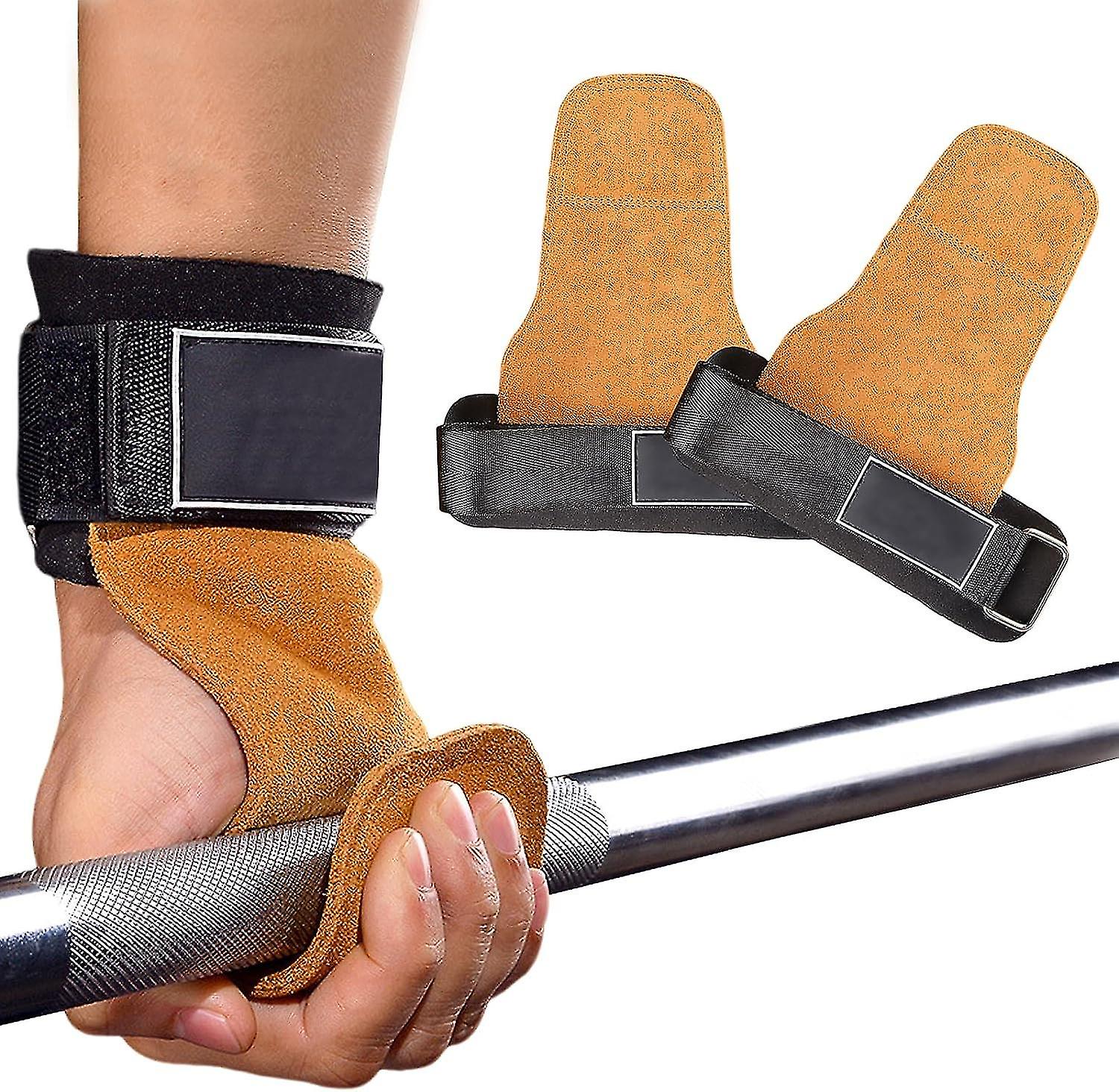 Lær løftestropper polstret vektløfting stropper raskt grep makt trekke hjelpemidler styrketrening løfte grep håndstropper heavy duty markløft stropp