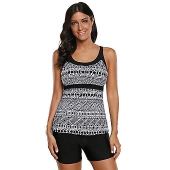 Veeki Women Plus Size Bathing Suits Paisley Print Two Piece Swimsuit Tankini SwimwearXL