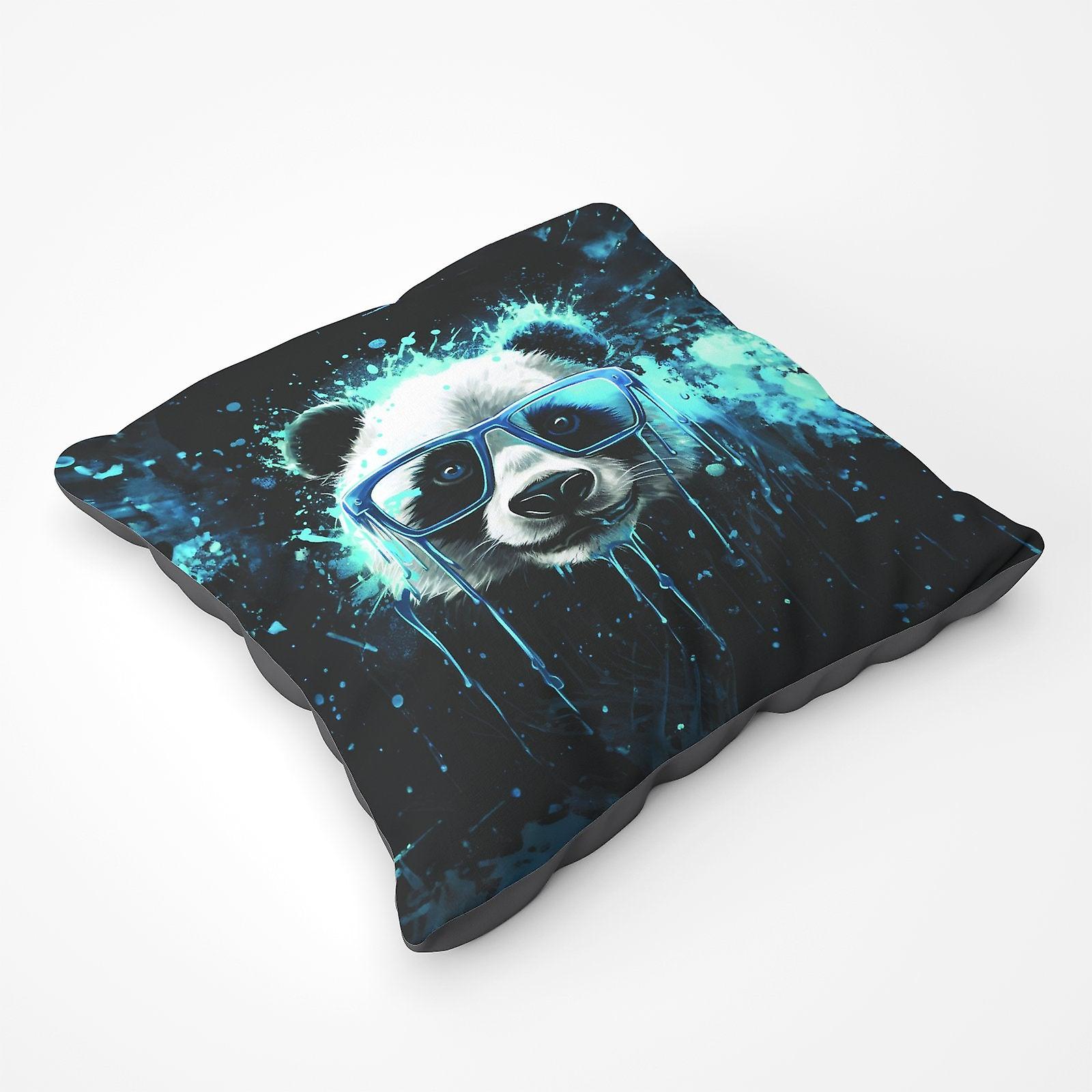 Blue Splashart Panda Face Floor Cushion