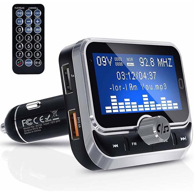 Bluetooth FM Transmitter for Car, Bluetooth   Wireless Car Audio Adapter with QC3.0 & 5V/2.4A Dual Charging Port, Easy Attached to Air Vent, Hands Fre