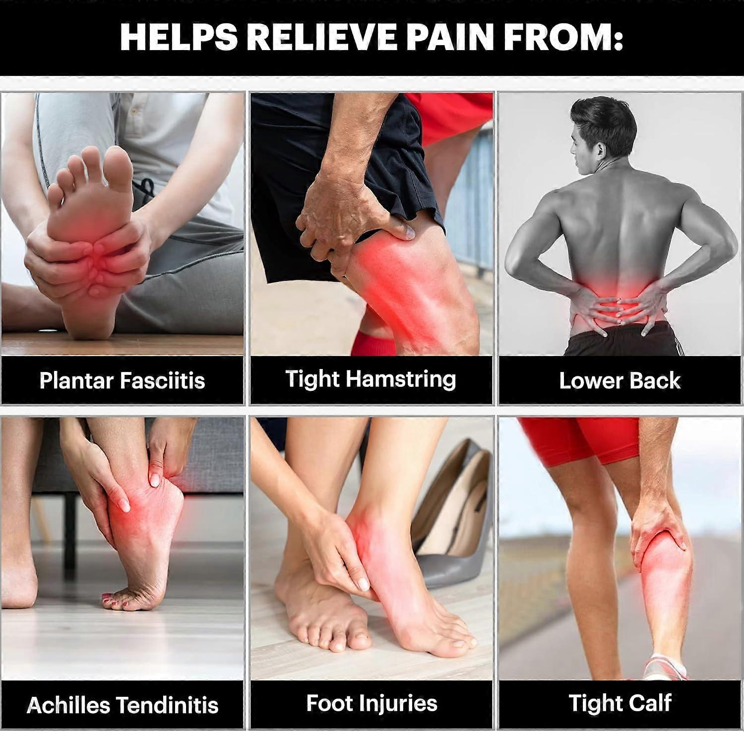 足底筋膜炎のためのヨガストレッチストラップ - アキレス腱炎を改善します - 痛み、筋肉の緊張、足首の怪我を和らげるレッグストレッチストラップ