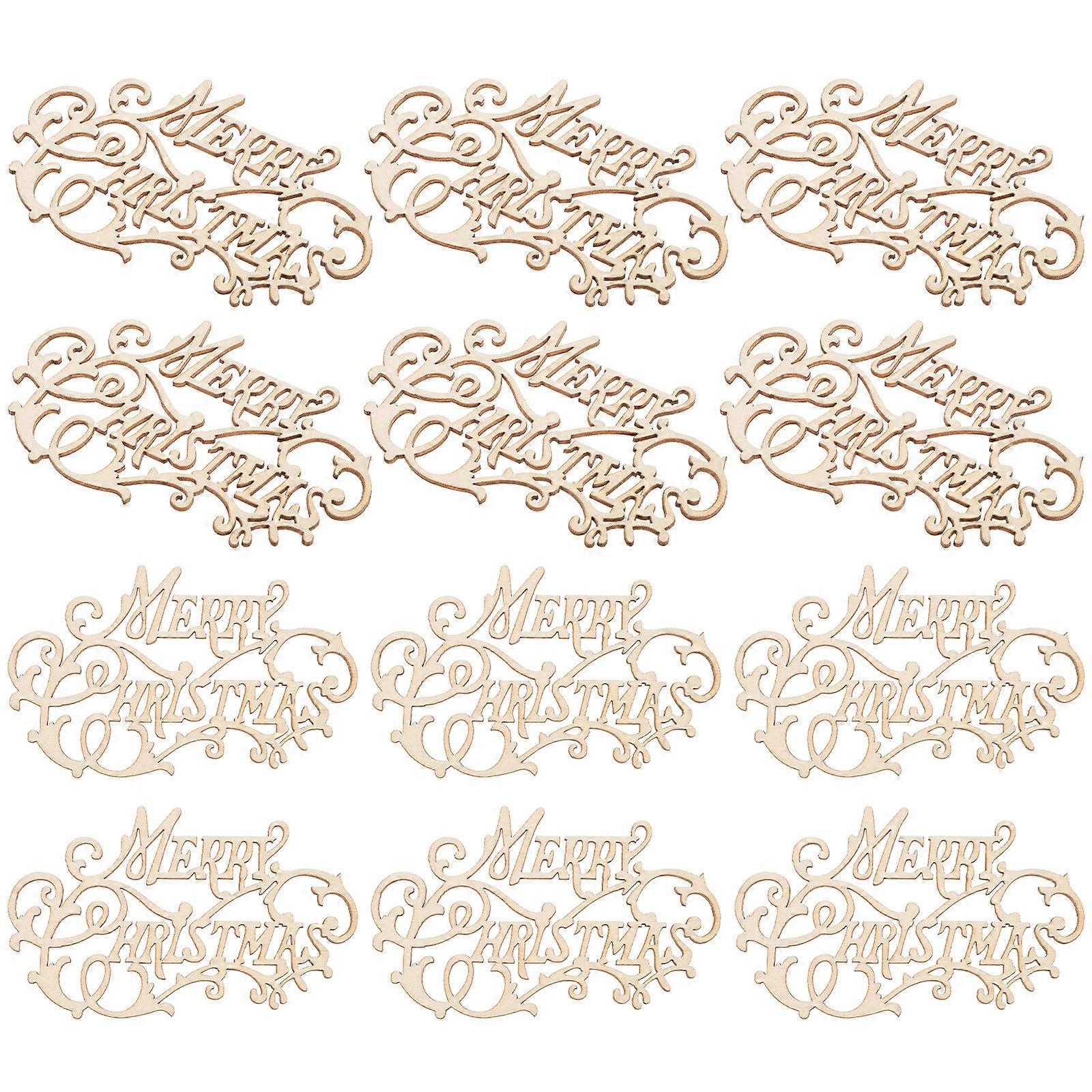 20pcs Unfinished Cutouts Christmas Wood Ornaments Xmas Crafts Unfinished Wood Cutouts