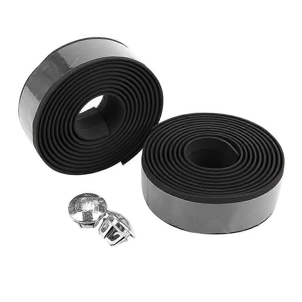 Emoshayoga 2pcs Cycling Handlebar Tape, EVA Handle Bar Tape, 12 Colors Handle Bar Tape Wrap with Handlebar End Plugs for Road Bike (Black)