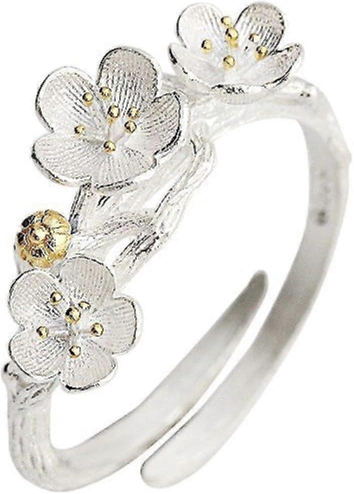 Silver Rings - Adjustable Size Plum Blossom Rings