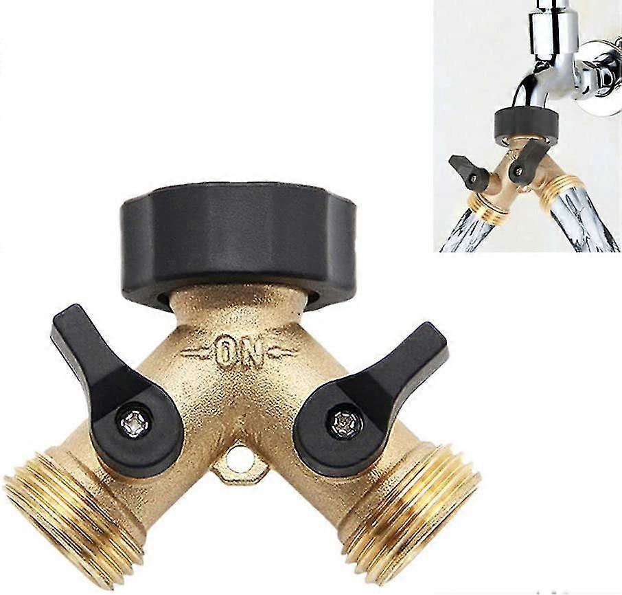 Garden Hose Connector 1 2-way 3/4" Brass Splitter For Faucets Splitter Garden