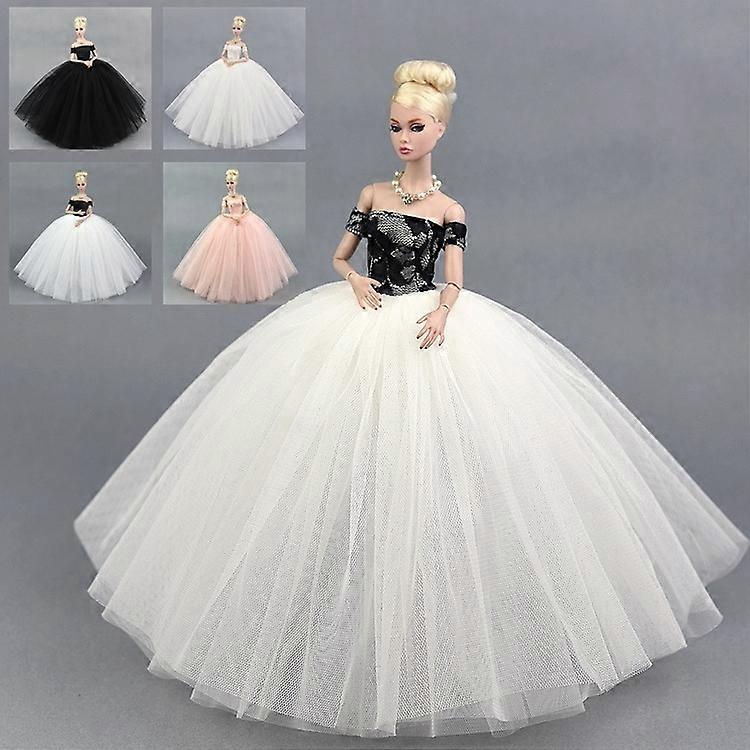 30cmの女の子のベビー服、ふくらんでいるドレス、妖精のプリンセスウェディングドレスの4枚