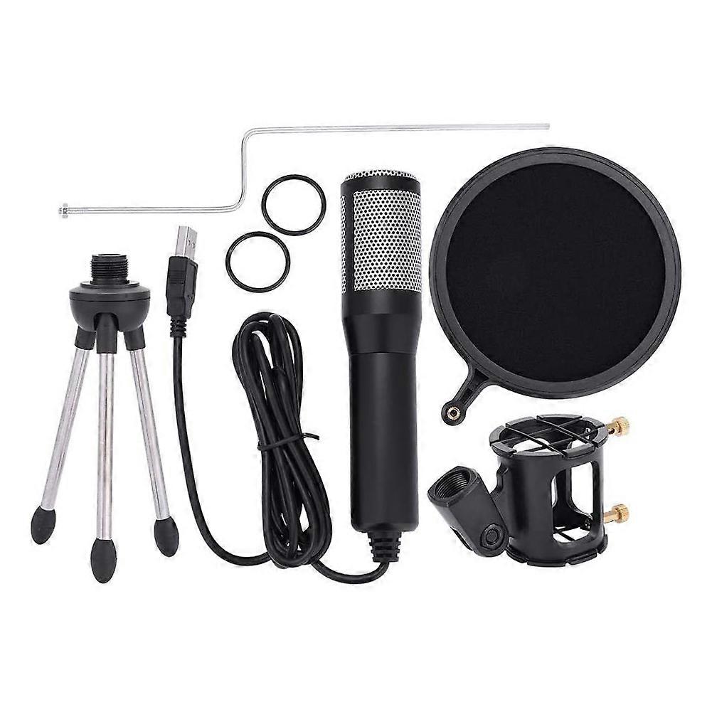 USB Plug Condenser Microphone with TripodStand for Game Chat Studio Recording Computer