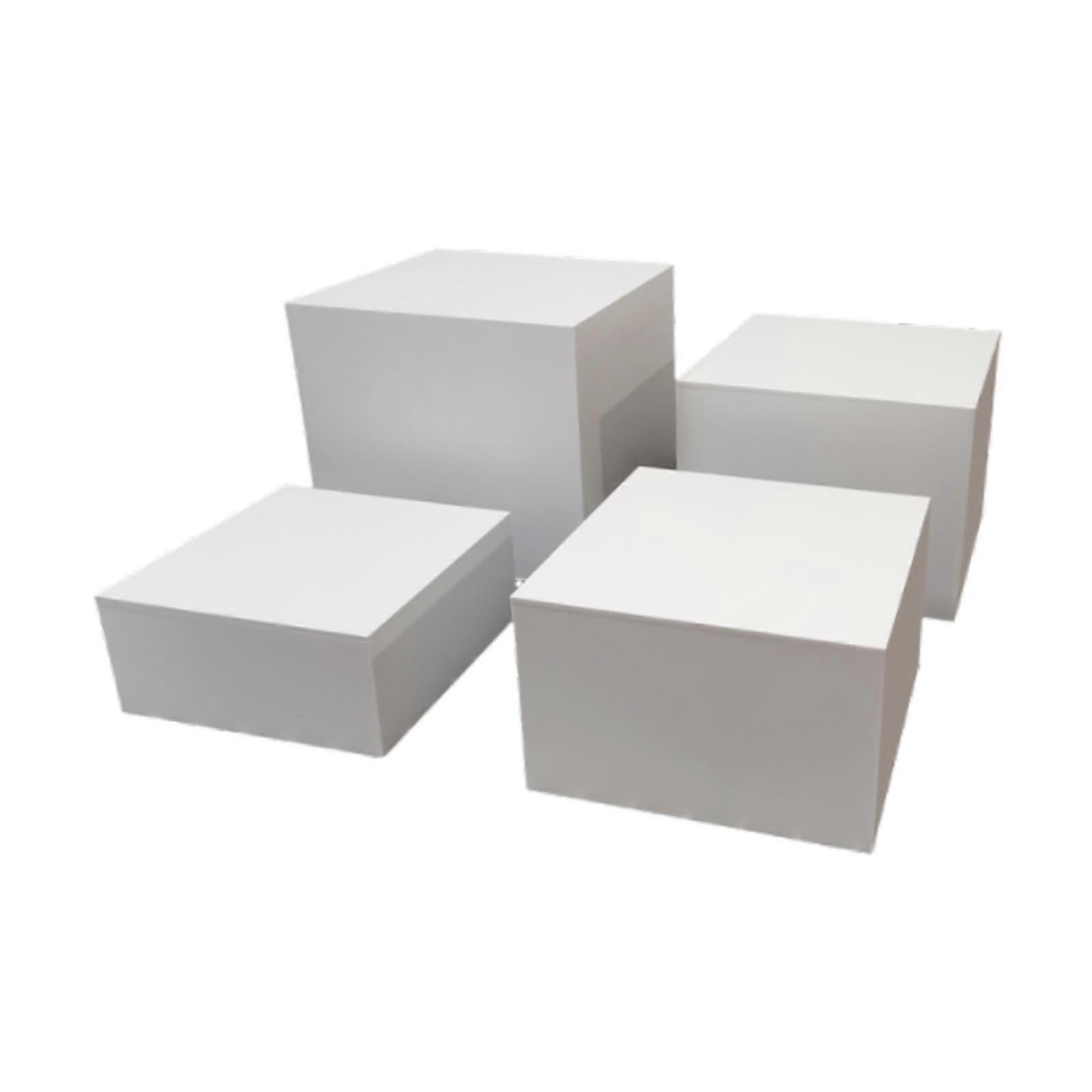 4Pcs Buffet Risers White Decor Food Risers for Dessert Figures Show Birthday