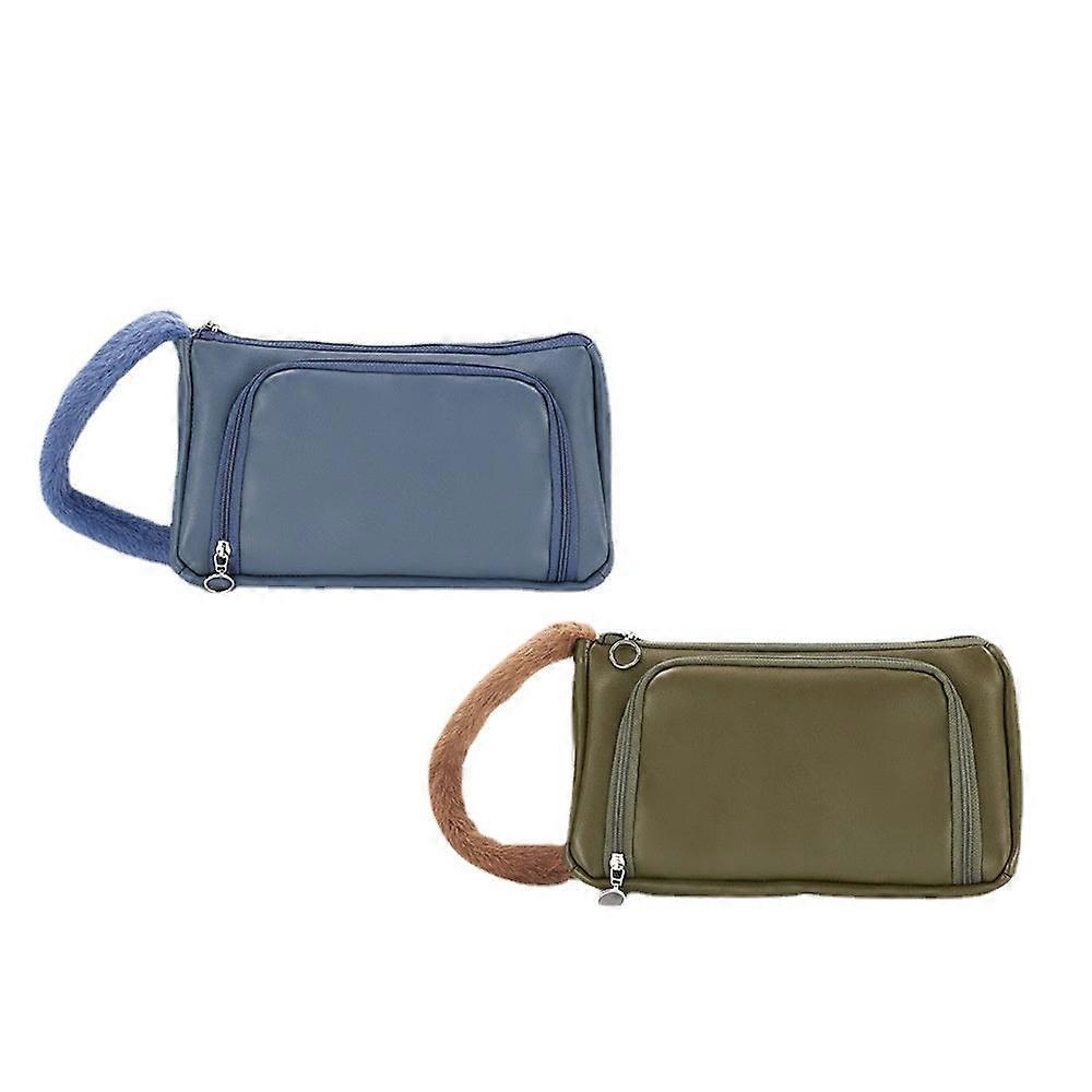 Women Ladies Handbag Pu Material Plush Hand-carrying Bag Simple Storage Bag Portable