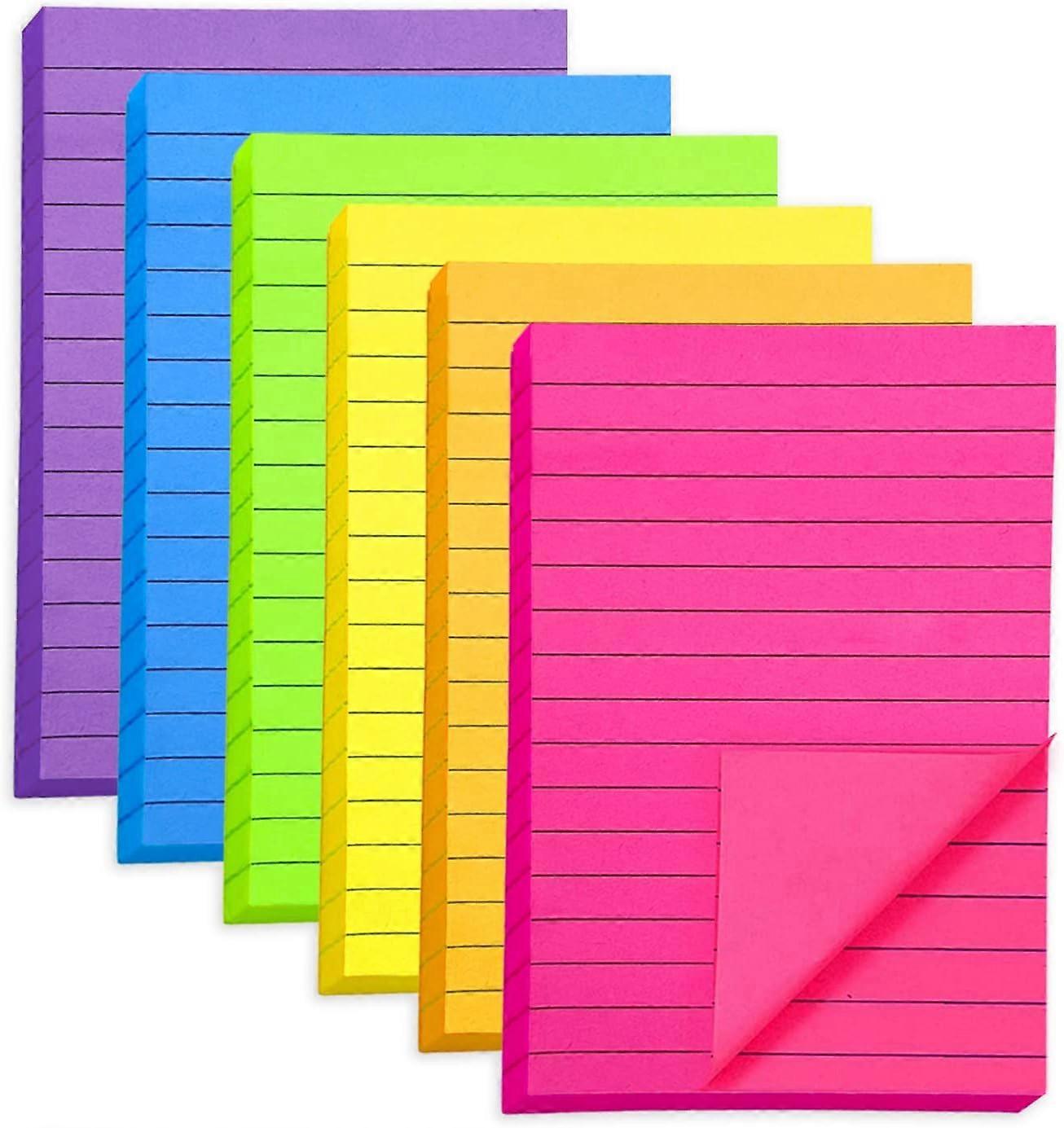 6 Bright Colors Sticky Tabs,50 Sheets Per Pack, Sticky Notes Set Super Sticky, Suitable for Office, HomeStudents and Meetings.