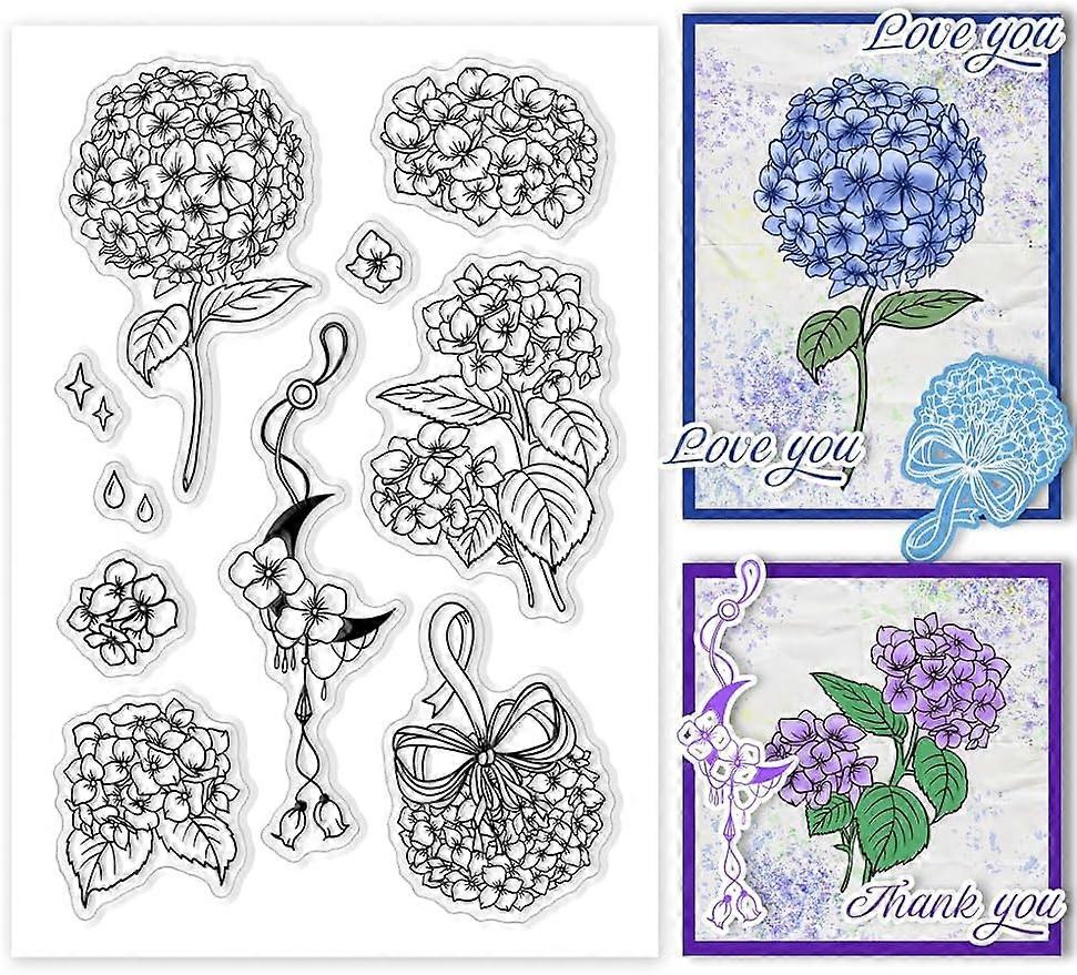 1Sheet Hydrangeas Silicone Clear Stamp Seals