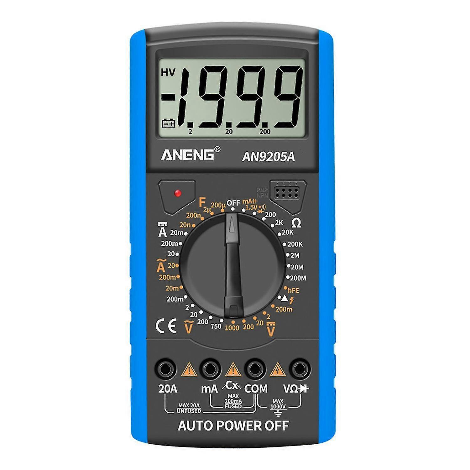 ANENG AN9205A Digital Multimeter 3 1/2 LCD Display 1999 Count Manual Range Universal Meter AC DC Res