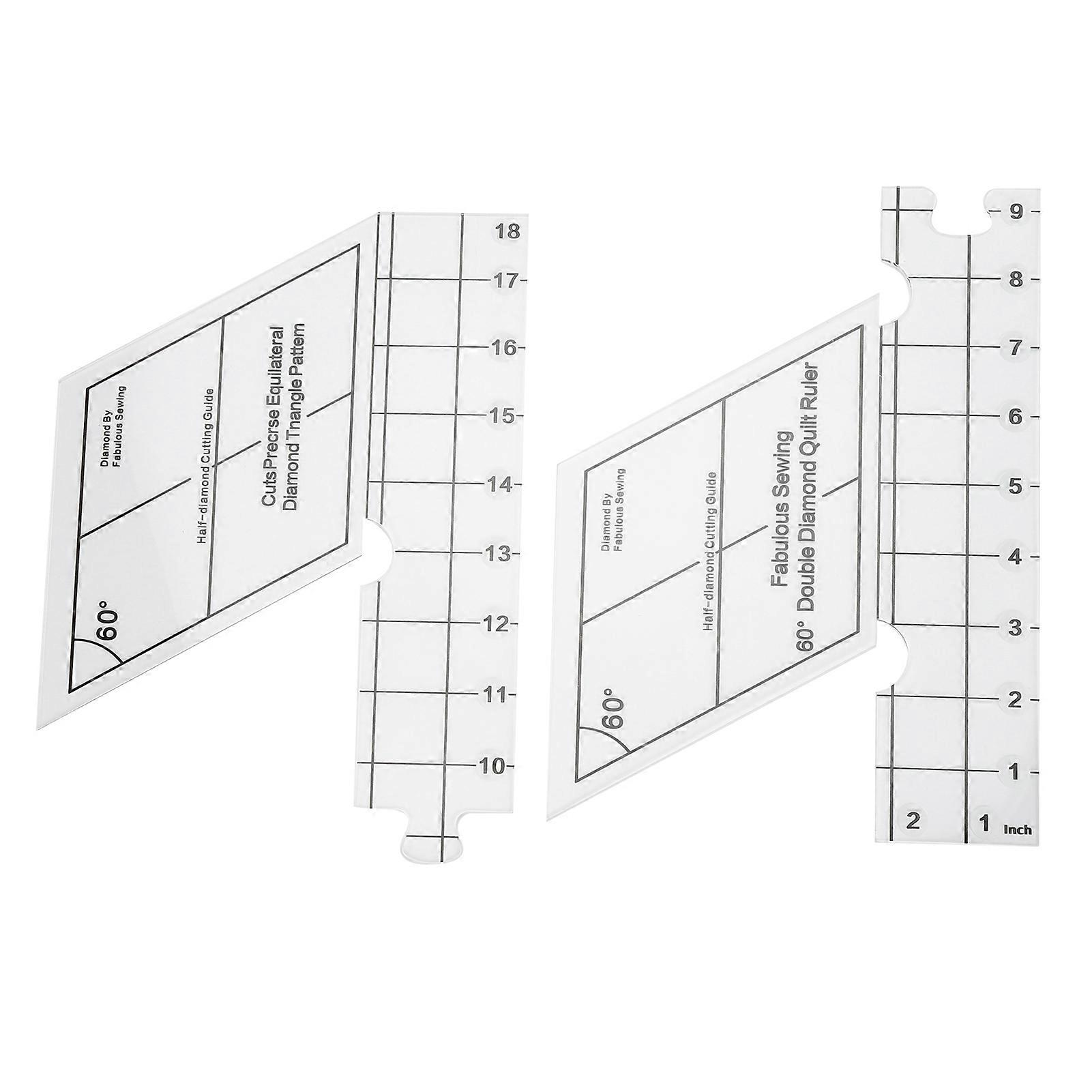 18 بوصة مزدوجة قطاع اللحف حاكم 60 درجة الماس لحاف حاكم عالية الدقة شفافة اللحف حاكم للمصممين