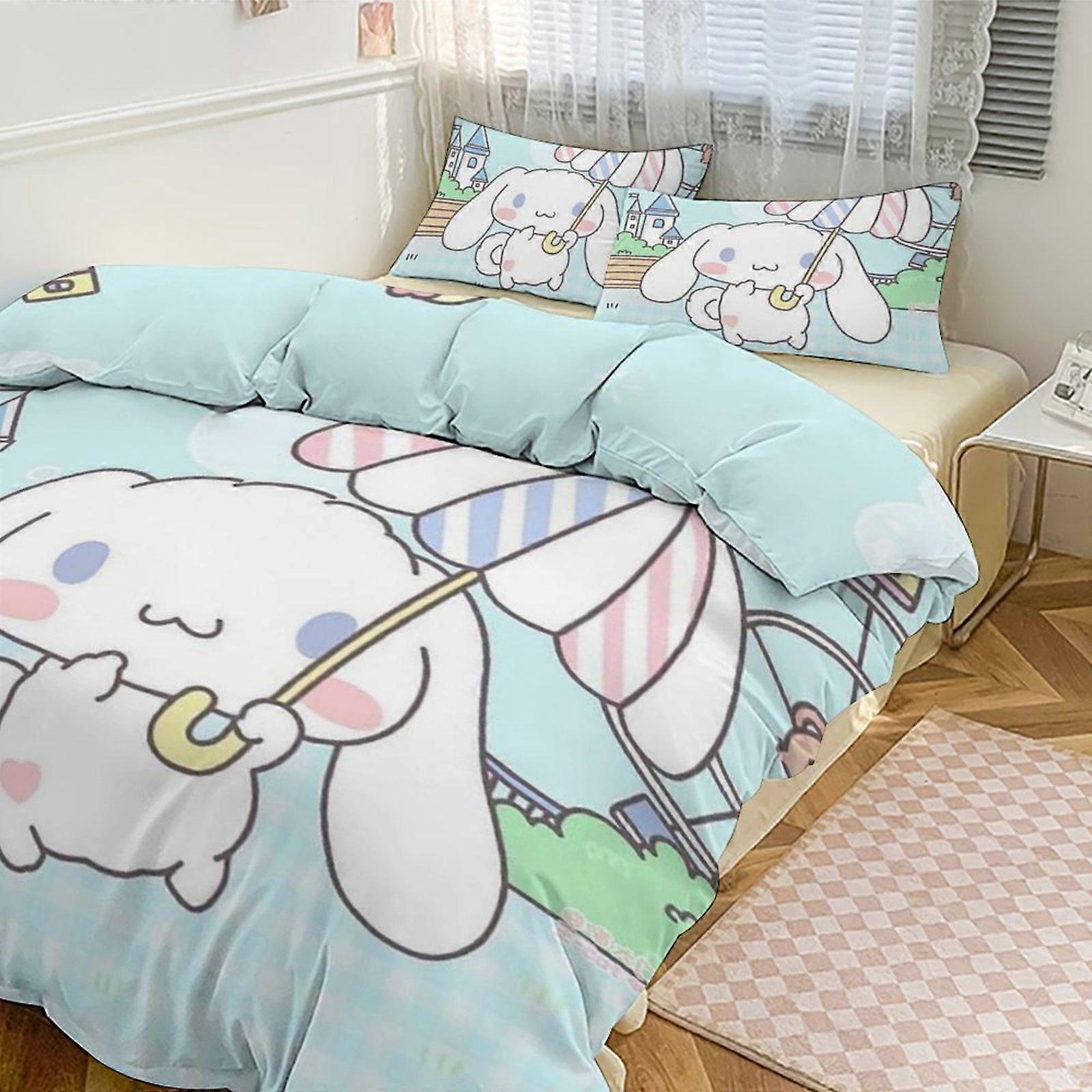 h249 Cinnamoroll Sängkläder för barn Män Kvinnor Twin Size Täcke Set 3st Täcken Uppsättningar 1 Täcke Och 2 Örngott nb249