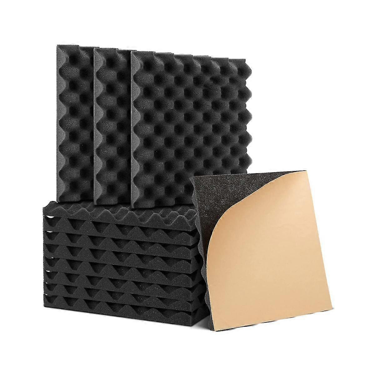 12 Pack Self-adhesive Sound Proof Foam Panels, High Density Soundproof Wall Panels Egg Crate Sound