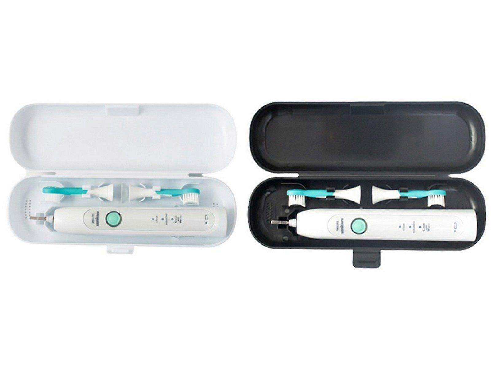 2Pcs Travel Portable Electric Toothbrush Case - Black+White