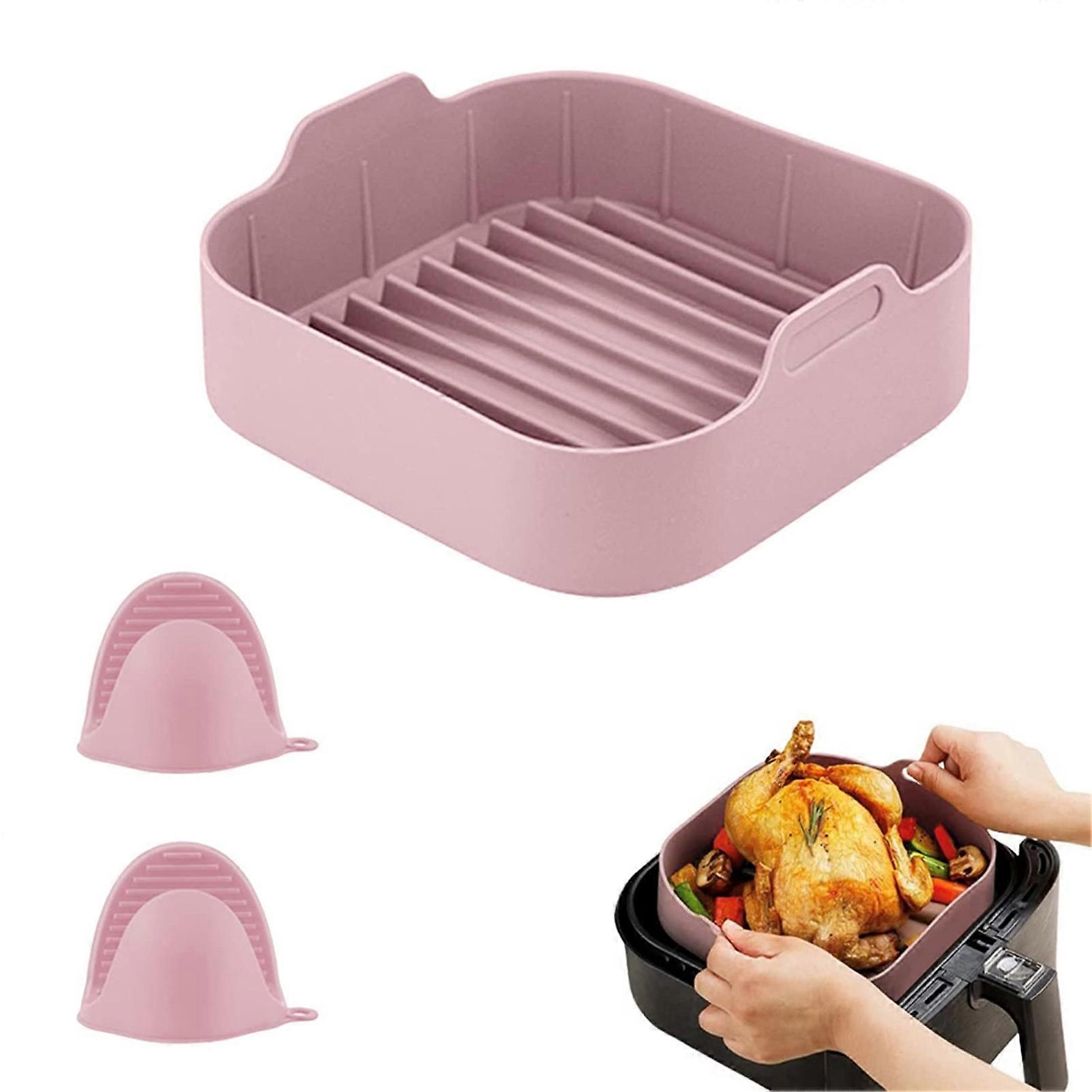 Air Fryer Silicone Round Mat with Glove Pads Non-stick Practical Dishwasher Safe Tray for Air Fryer Steamer Oven