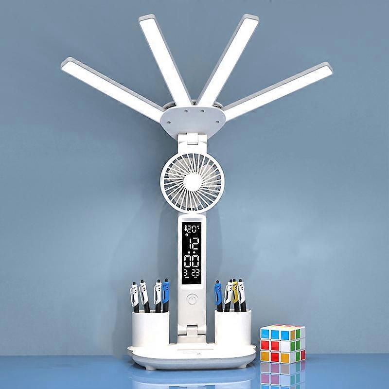 4-head Desk Lamp Plug-in Fan Clock Model