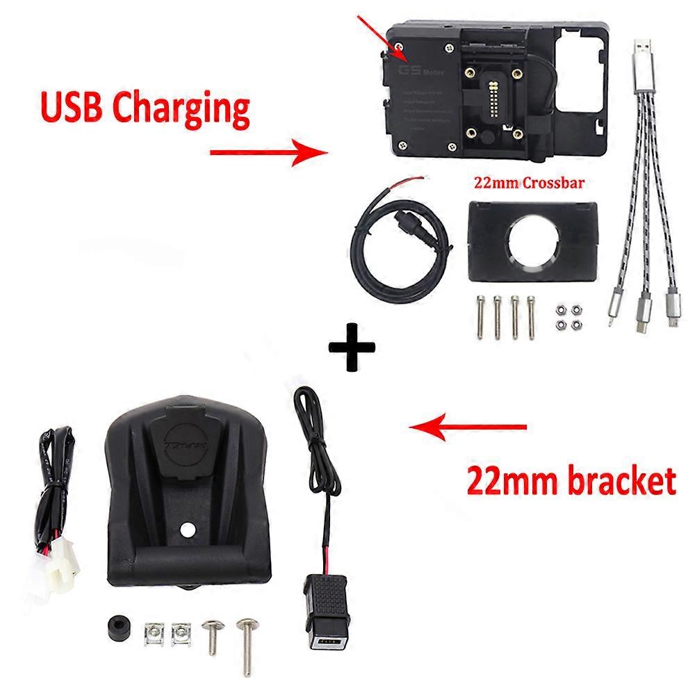 Pour Yamaha Tmax T-max 560 T MAX 530 DX SX Support de navigation de téléphone de moto Support de port de charge USB sans fil Convertisseur Support de support