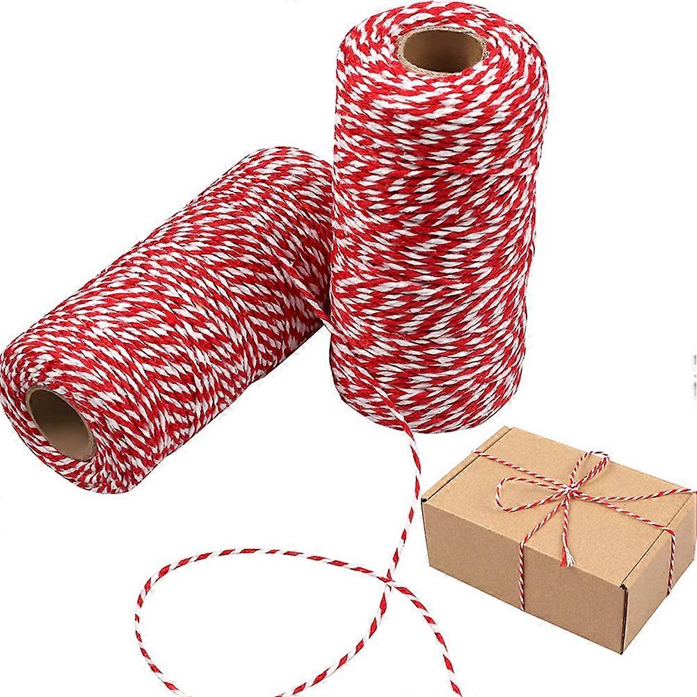 Christmas String Red and White String Cotton Knitting DIY Christmas Wrapping Twine String for Gift Meat Wrapping Crafts YEMAA