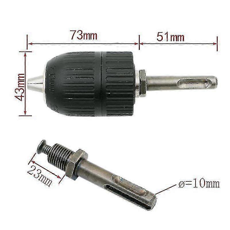 Suxm 2-13mm Keyless Drill Chuck Impact Hand Tool With Lock And Sds Drive Adapter, Set Of 2