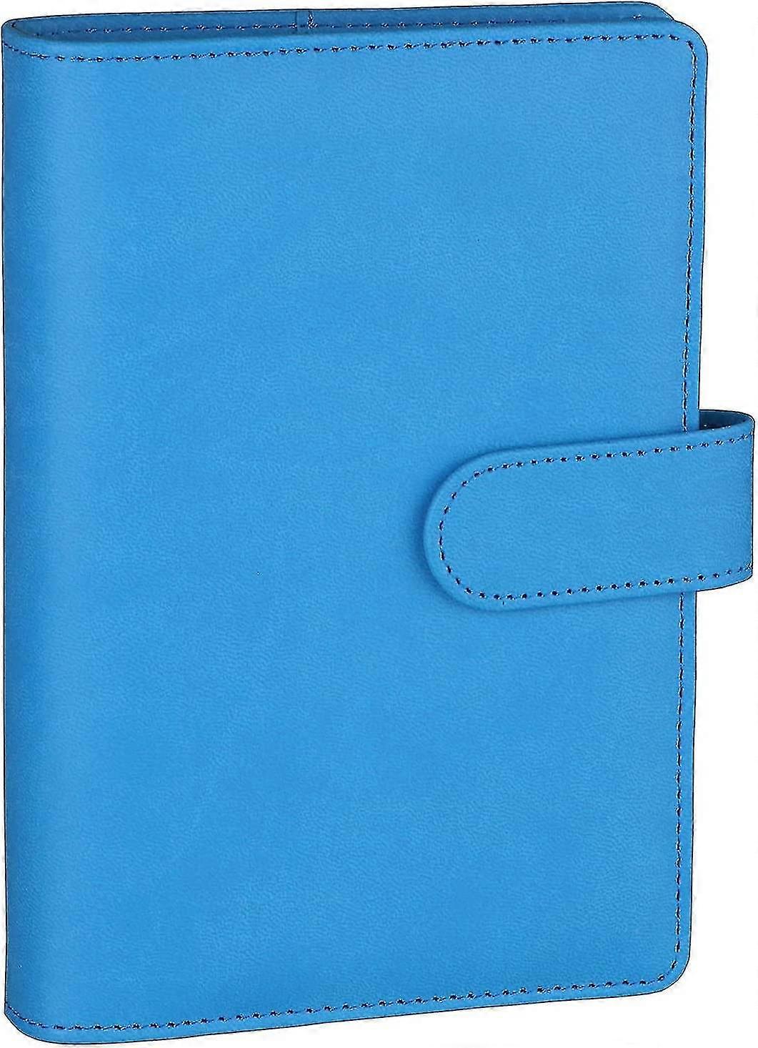 A6 Pu Leather Budget Binder Refillable 6 Ring Notebook Binder With Magnetic Buckle, Blue