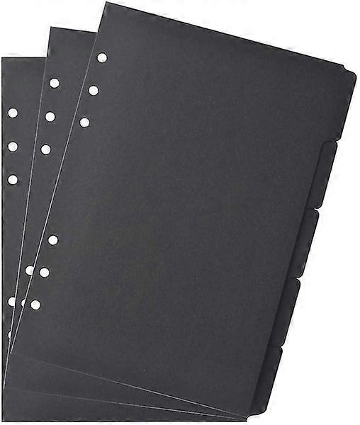 3 Sets Black Paper Divider Index Tab Cards for 6-Hole Ring