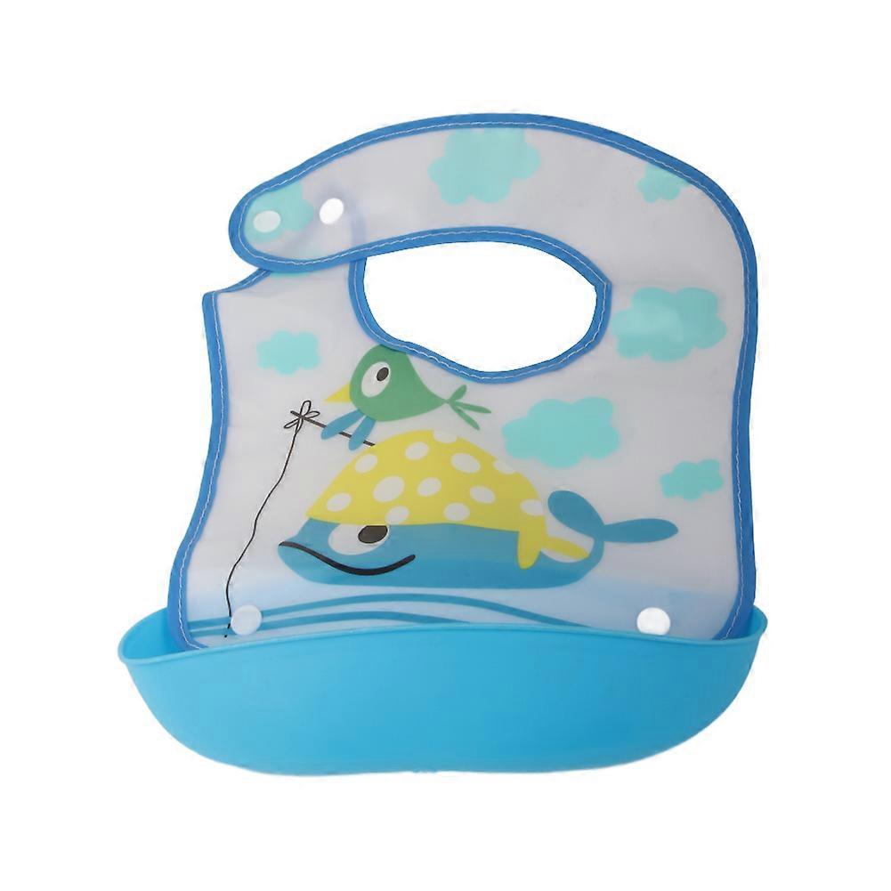 Baby Feeding Bibs Tot Roll Up Bib with Large Food Catcher Pocket for Babies and Toddlers Blue Whale