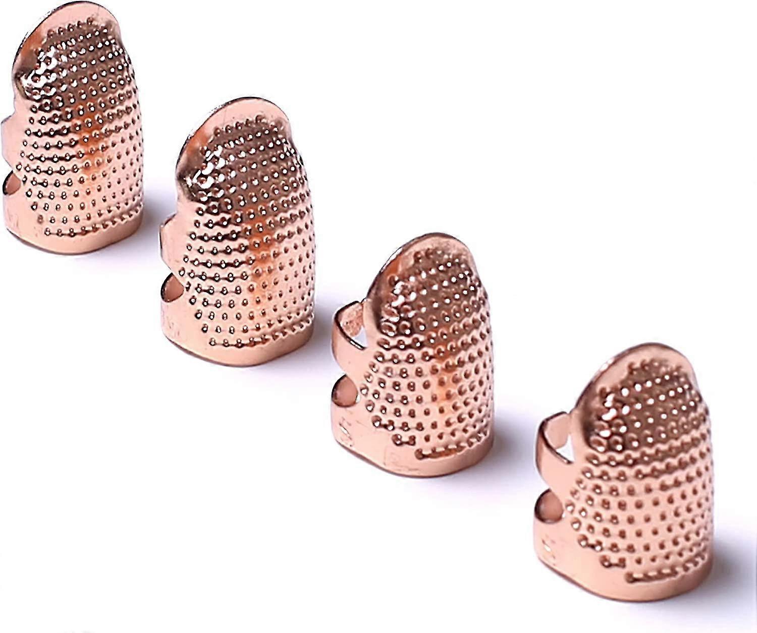 4pcs Sewing Thimbles, Metallic Rose Gold Sewing Thimbles Finger Protector, Two Sizes 4pcs