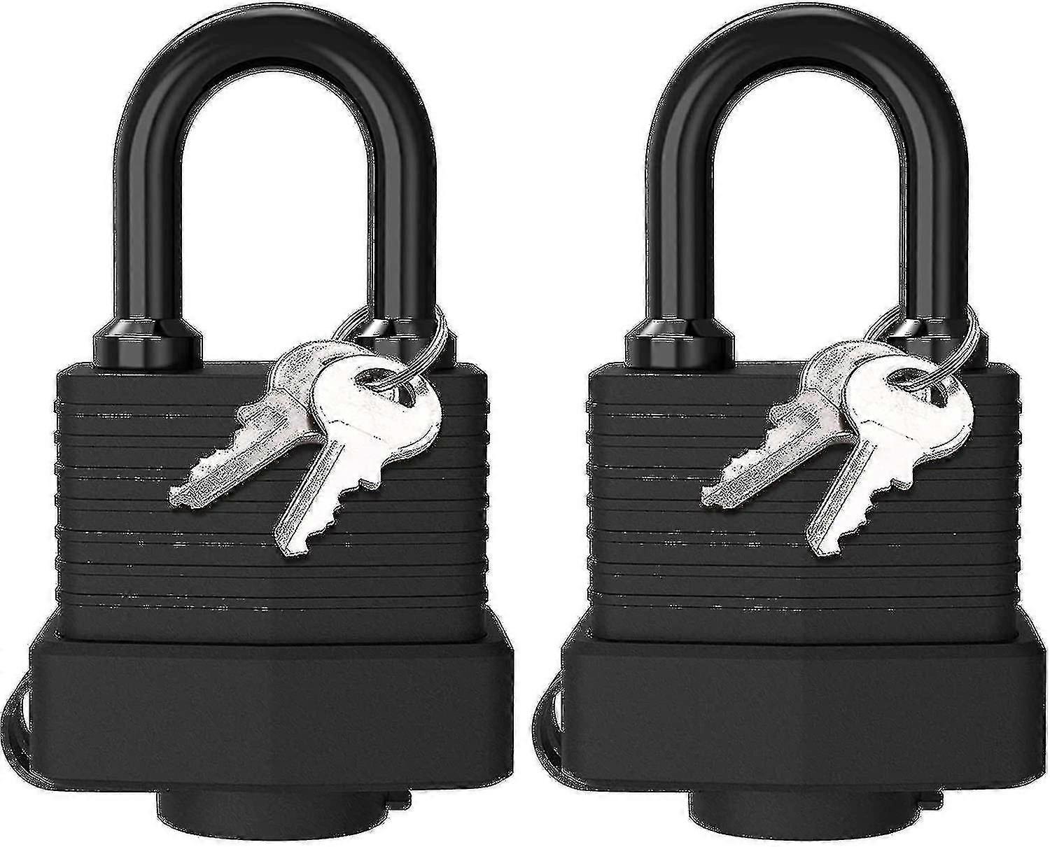 Padlock With Key, [2 Pack] [4 Keys] Padlock Waterproof Lock Key Padlocks 40mm