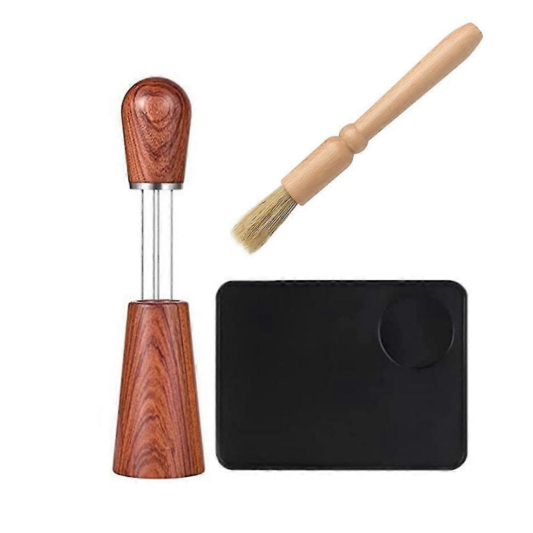 Espresso Coffee Stirrer With Coffee Mat And Bursh, Espresso Distribution Tool, Stirring Tool For Es