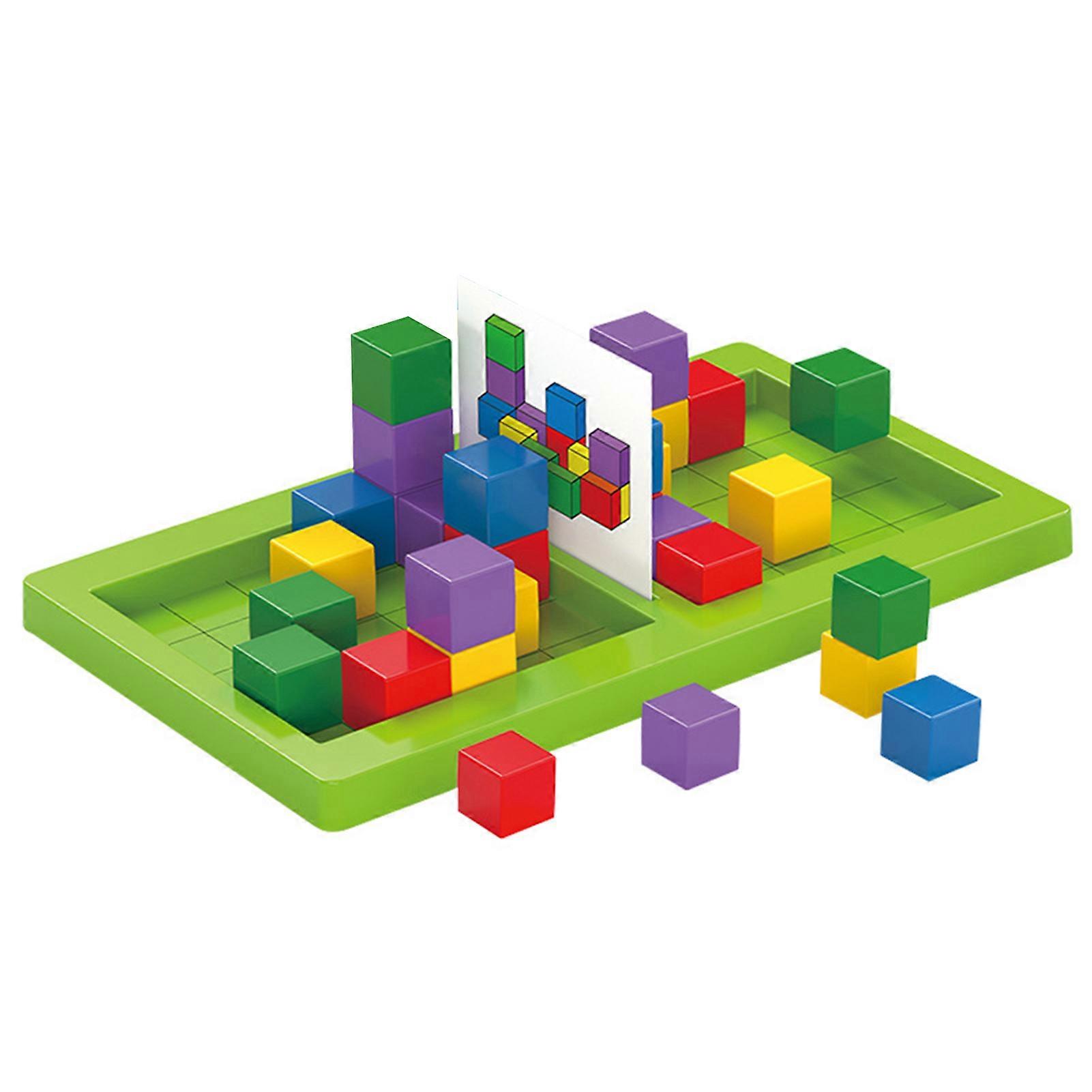 Kids Cube Building Block Game 2 Players Battle Geometric Cube Stacking Matching Parent-child Interactive Board Game Educational Toy Boys Girls Gift