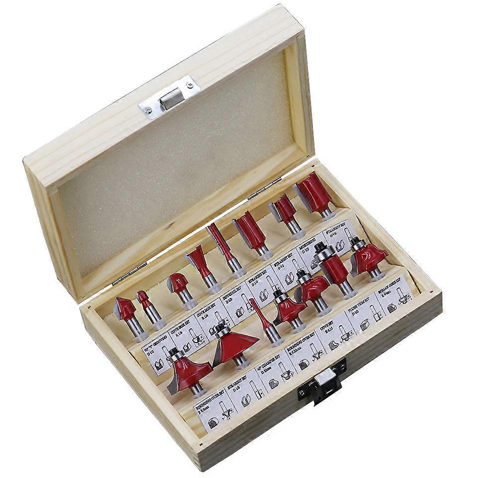 15 sztuk Router Bit Set Tungsten Carbide Router Bit z drewnianą obudową