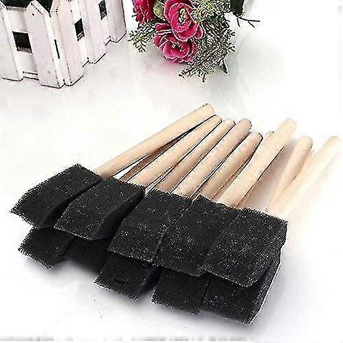 20pcs 1" Foam Sponge Paint Brushes Wood Handle Painting Drawing Finishing Tool