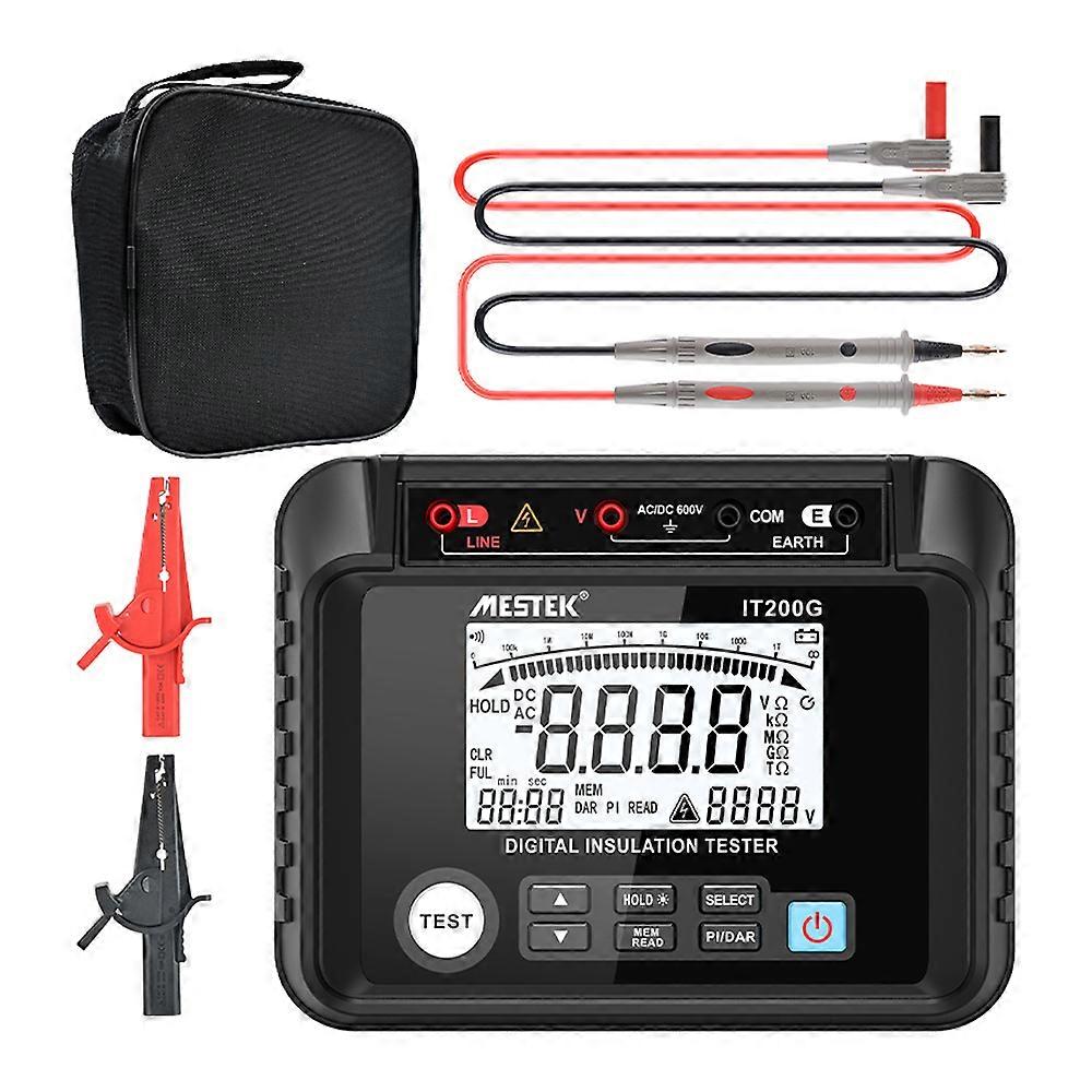 Insulation Resistance Tester Digital Meter Resistance Voltage Polarization Index DAR Measuring Meter LCD Display with Backlight