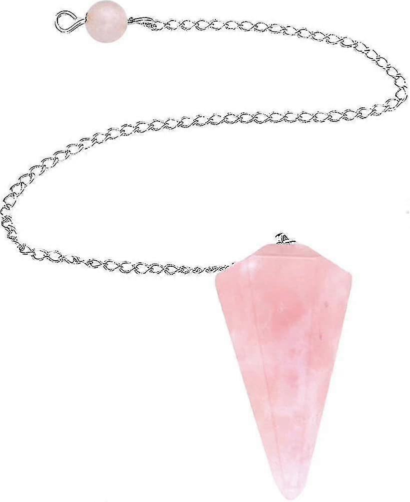 Rose Quartz Gemstone Crystal Pendulum - Dowsing, Scrying, Healing With Gift Pouch