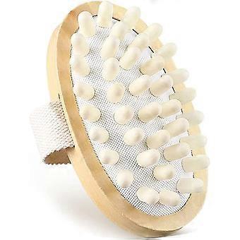 Pure Silikon Kroppsmassasje Brush Natural Wood Cellulite Massager Massasje