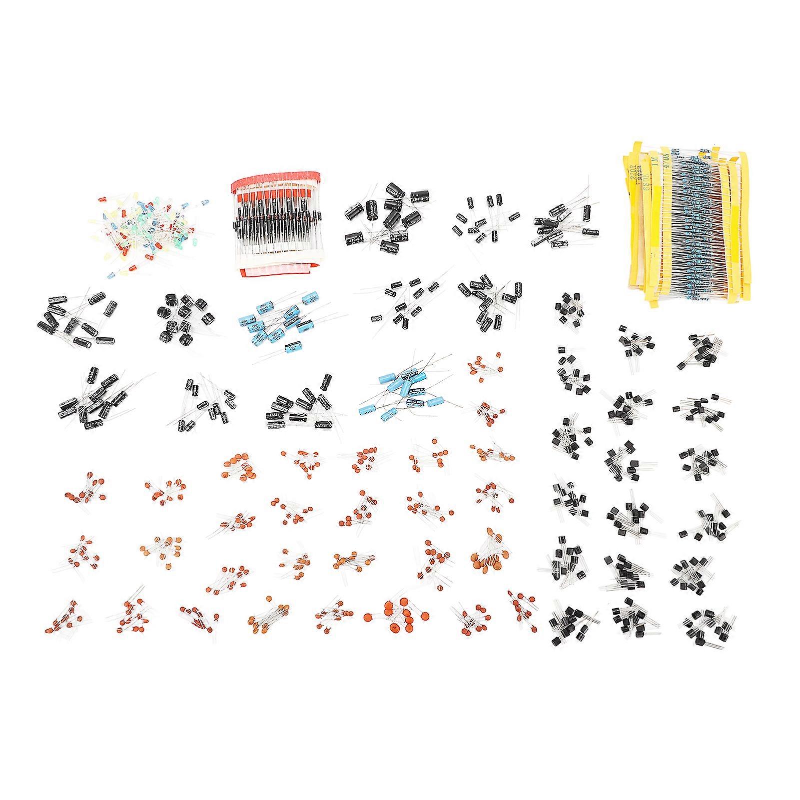 1400個セット電子部品金属皮膜抵抗セラミック電解コンデンサトランジスタLEDダイオードキットDIY用