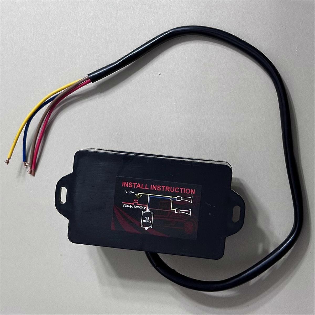 12V-24V 25-Tone Horn Musical Electronic Horn Controller Horn Speaker Sound Control Unit with Volume Switching