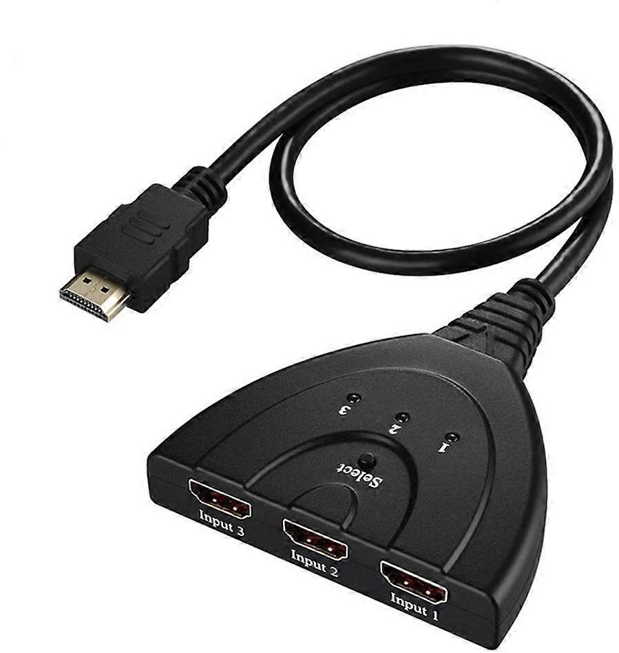 Switch,HDMI Pigtail Switch Splitter 3 in 1 out with High Speed Pigtail Cable 3 Ports Auto Switcher Hub to Expand Your HDMI Capacity,Supports 3D 1080P