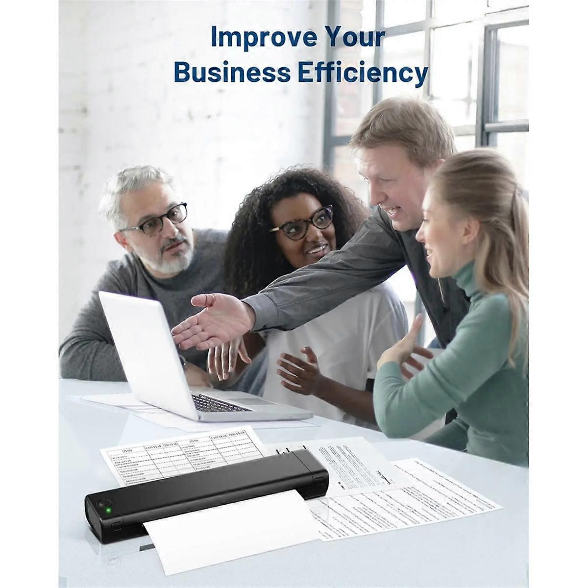 M08F A4 Tragbarer Thermodrucker, unterstützt 8,26 Zoll x 11,69 Zoll A4 Thermopapier, Schwarz