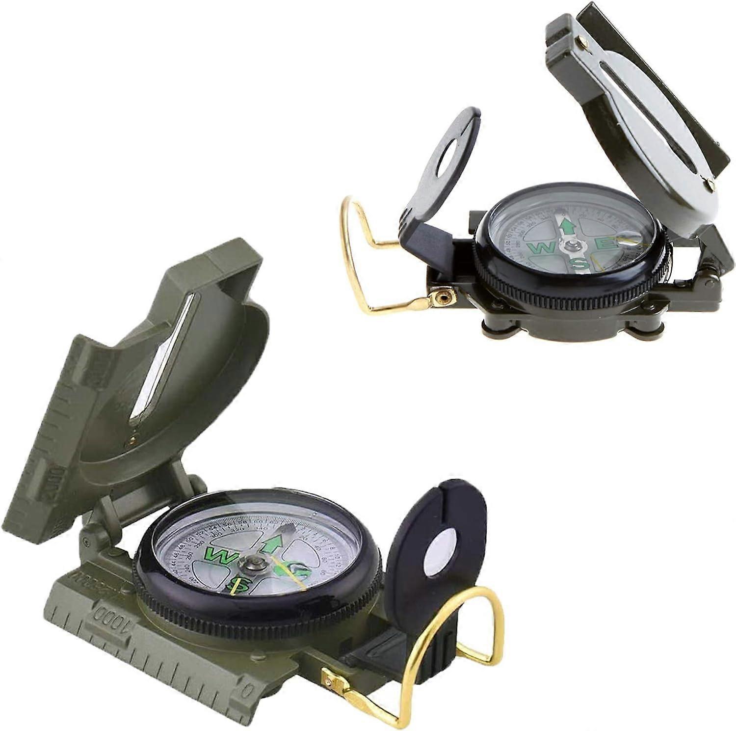 2 Pcs Multifunctional Compass Army Compass Military Waterproof Portable Compass with Luminous Dial for Hiking Climbing Boating Exploration Hunting Geo